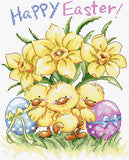 Three Chicks with Daffodils and Egg - Cross Stitch Kit