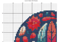 Love & Heart with flowers cross stitch pattern (PDF)