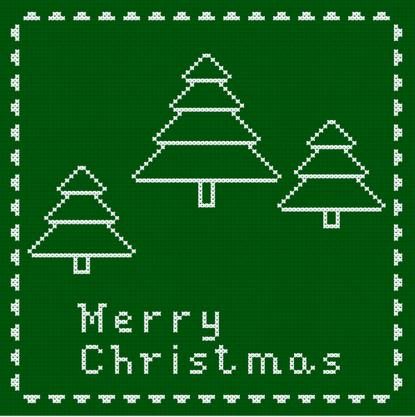 Merry Christmas. White Ornament on Green canvas cross stitch pattern (PDF)