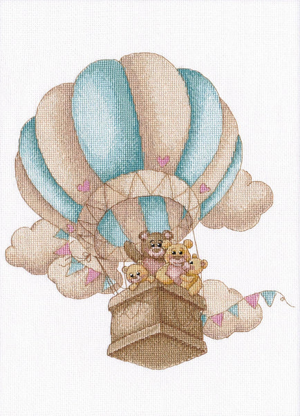Teddy Bears in a Hot-Air Balloon - Cross Stitch Kit, Mother’s Day Sale, 30% off