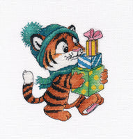 Little Tiger with Gifts - Cross Stitch Kit