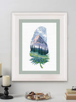 Mountain Landscape Blue Flowers Field - Cross Stitch Kit