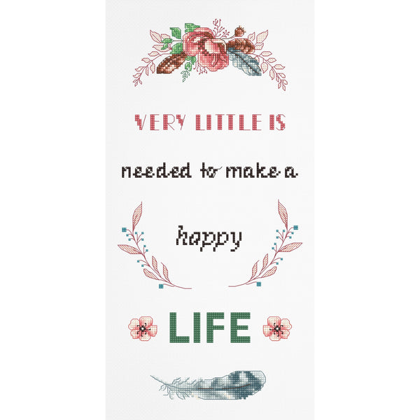 Cross Stitch Kit Inspirational Quote Happy Life