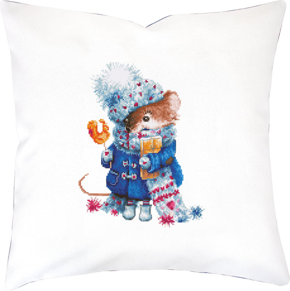 Cross Stitch Kit Pillowcase Christmas Mouse