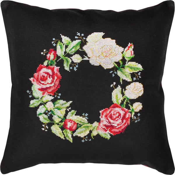 Cross Stitch Kit Pillowcase Rose Wreath