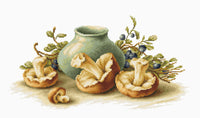 Cross Stitch Kit Still Life with Mushrooms