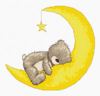 Cross Stitch Kit Teddy Bear Bruno on the Moon