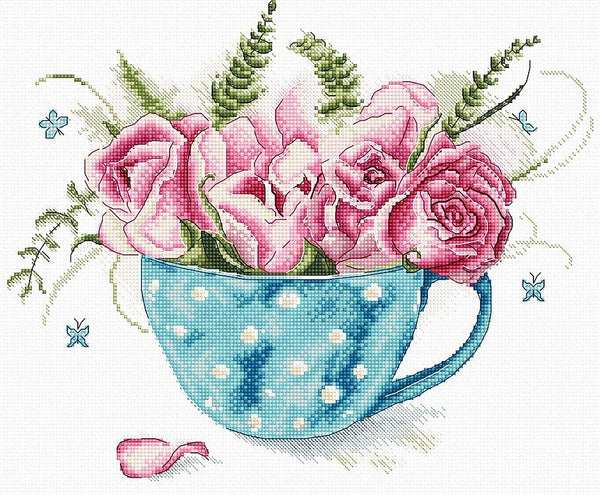 A Cup of Roses Cross Stitch Kit - Stitch4Art